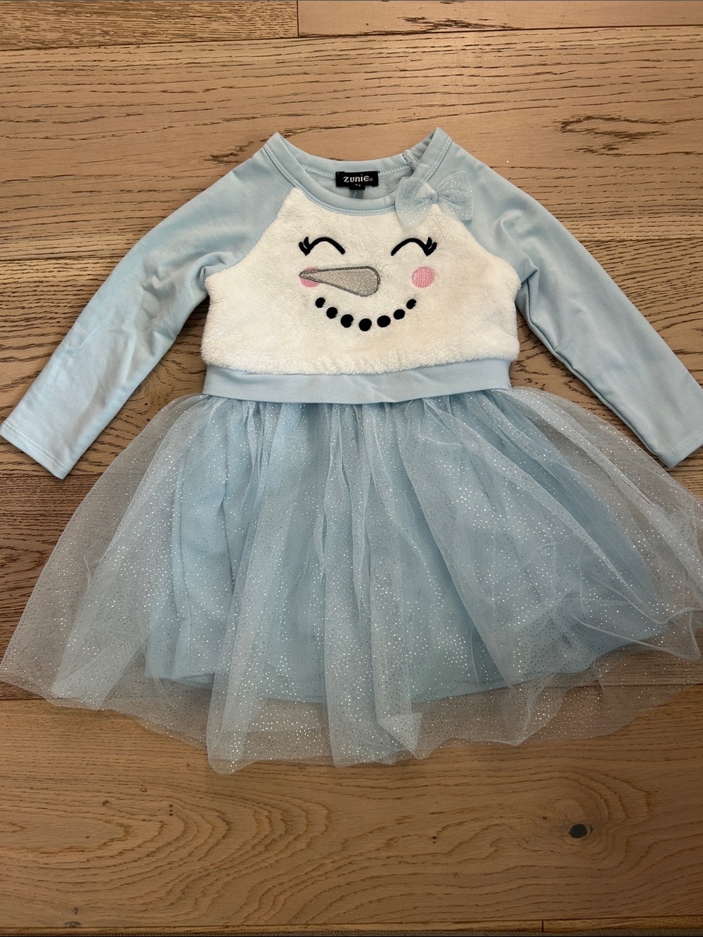NWT Zunie Pale Blue & White Snowman Tulle Dress for Kids